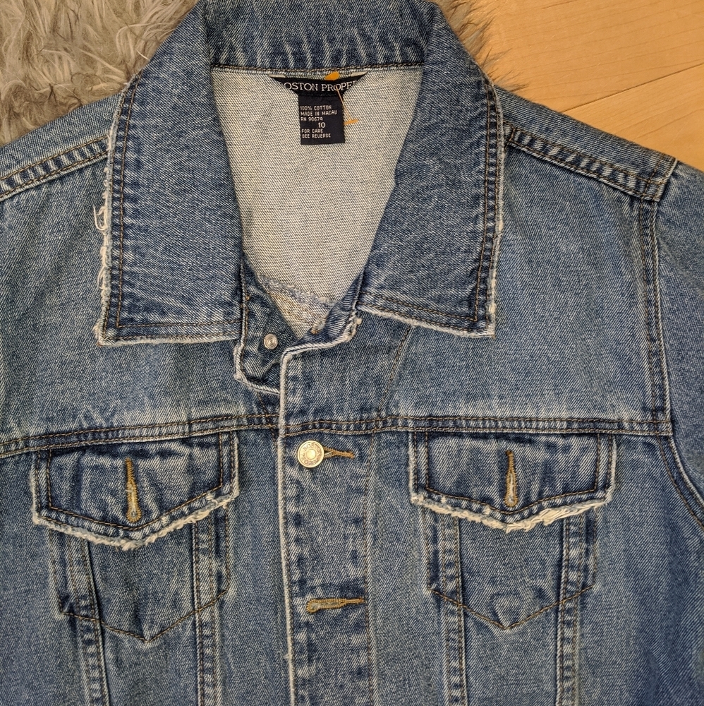 Boston Proper - Distressed Jean Jacket - Picture 4 of 8